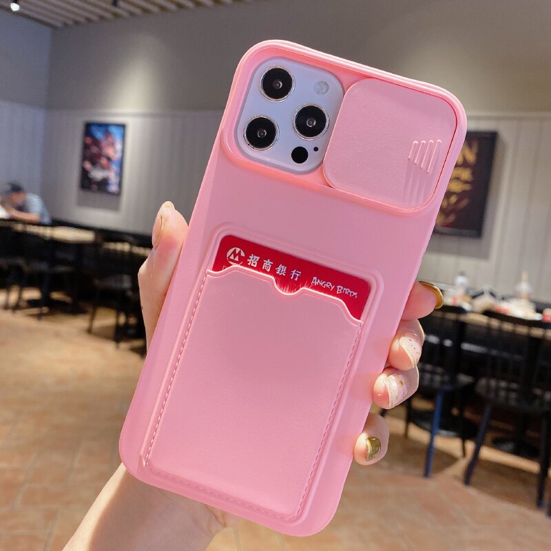 Ốp Điện Thoại Dẻo Màu Sắc Ngọt Ngào Có Nắp Trượt Bảo Vệ Camera Cho Iphone 11 12 Pro Max Iphone 12