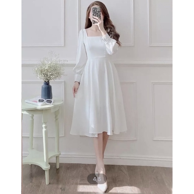 VÁY MIDI TAY DÀI VINTAGE