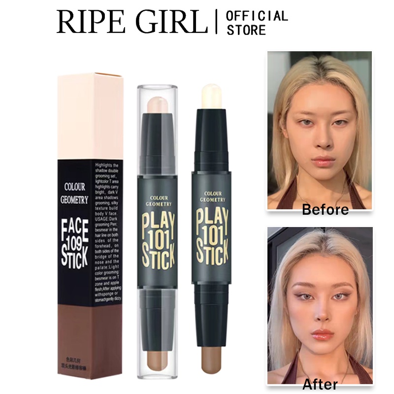 Ripe Girl High Gloss Dressing Club Female Double Head Dual Purpose Nose Shadow Repair Powder Concealer Shadow Makeup