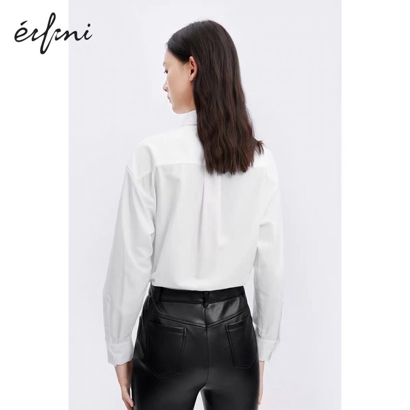 Áo sơ mi trắng cổ hoạ tiết Eifini