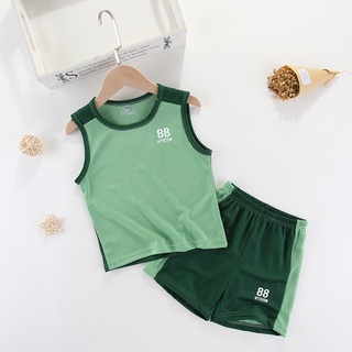 Áo + quần Mùa Hè Mỏng Phong Cách Áo Vest Trẻ Em Phù Hợp Với Bé Trai Bé Gái Ngoài Trời Rời Lưới Thoáng Khí Không Tay Thể Thao Bộ Đồ Hai Mảnh