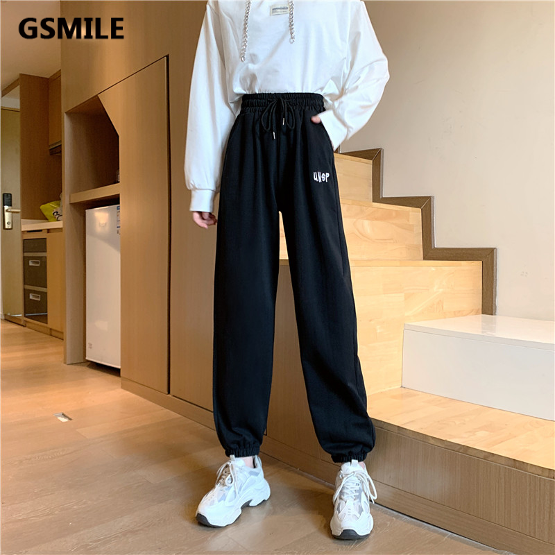 Quần Jogger Thể Thao Cotton Lưng Cao Ống Rộng Màu Sắc Đơn Giản Size S-4xl Cho Nữ | BigBuy360 - bigbuy360.vn