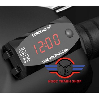 Bộ đồng hồ đo điện áp Bình ắc quy và hiển thị đồng hồ thời gian thực 2 trong 1