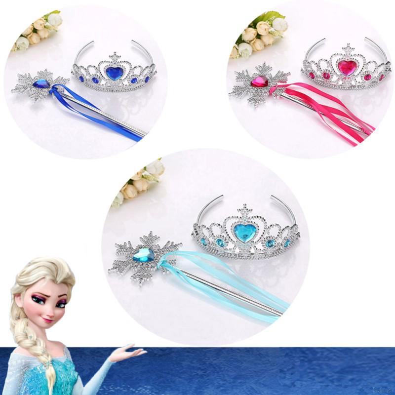 Băng đô công chúa đông lạnh Bobora Vương miện đông lạnh + Bộ cây đũa phép hình bông tuyết