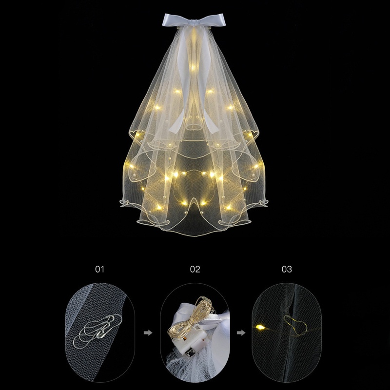 Mạng Che Mặt Đèn Led Nhiều Lớp Cho Cô Dâu