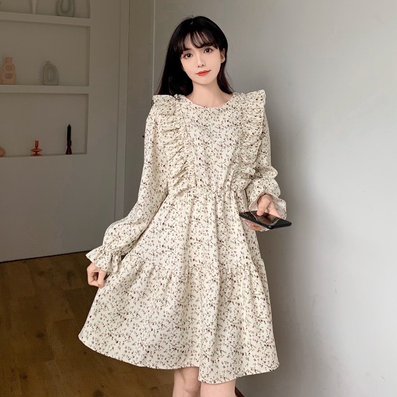 Váy Hoa Nhí Đầm Voan Dáng Dài đẹp dễ thương dáng xòe có lớp lót Quảng Châu kozoda D34