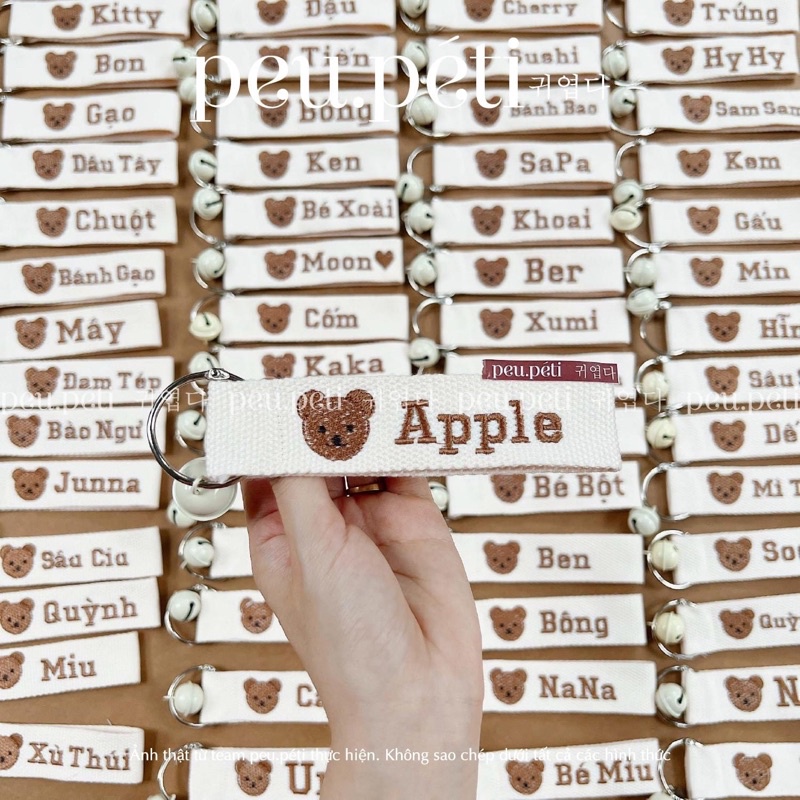 Name tag THÊU TÊN BÉ THEO YÊU CẦU style Hàn Quốc- peu.péti
