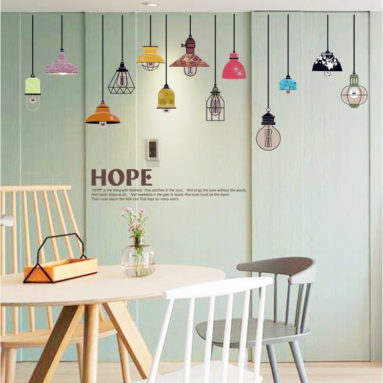 Decal dán tường Đèn nhiều màu hope