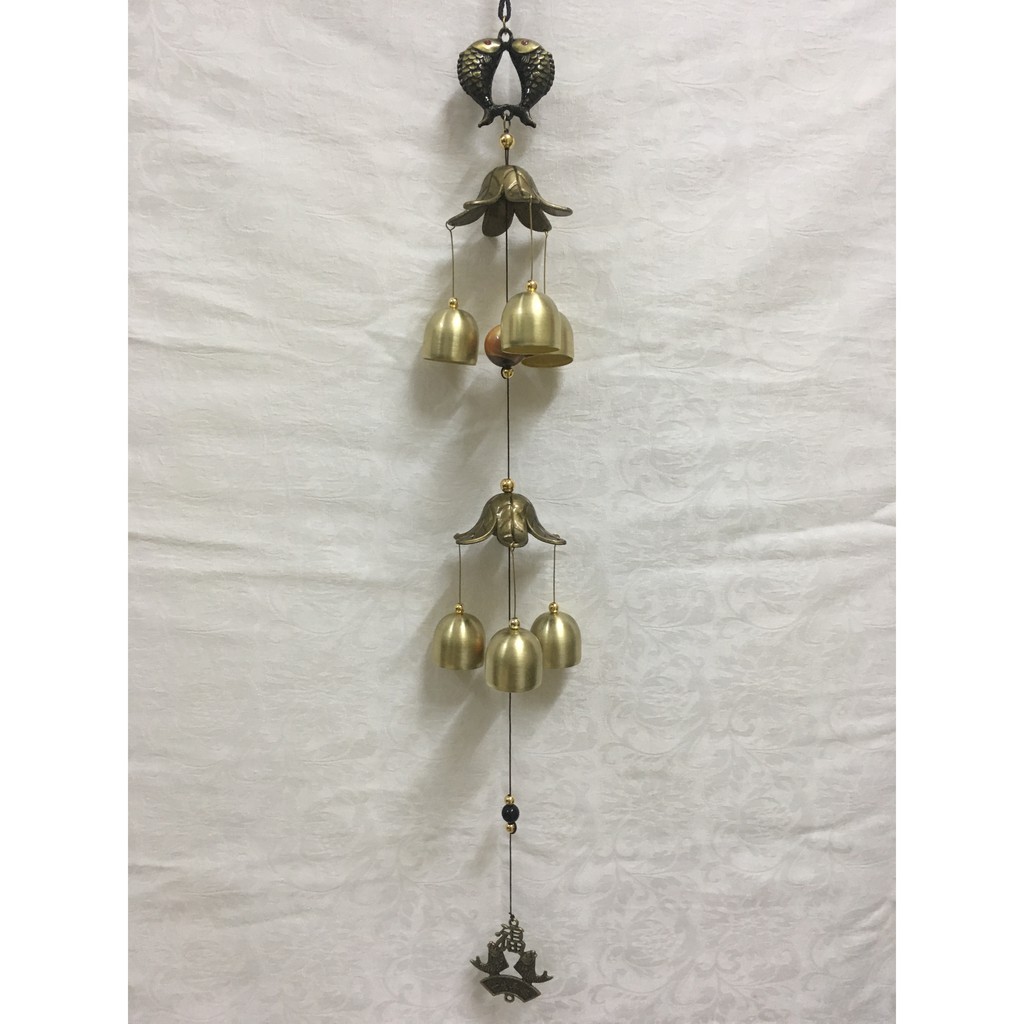 Chuông gió &quot;Song ngư hành phúc&quot; 2 tầng 2 mái 8 chuông CG31