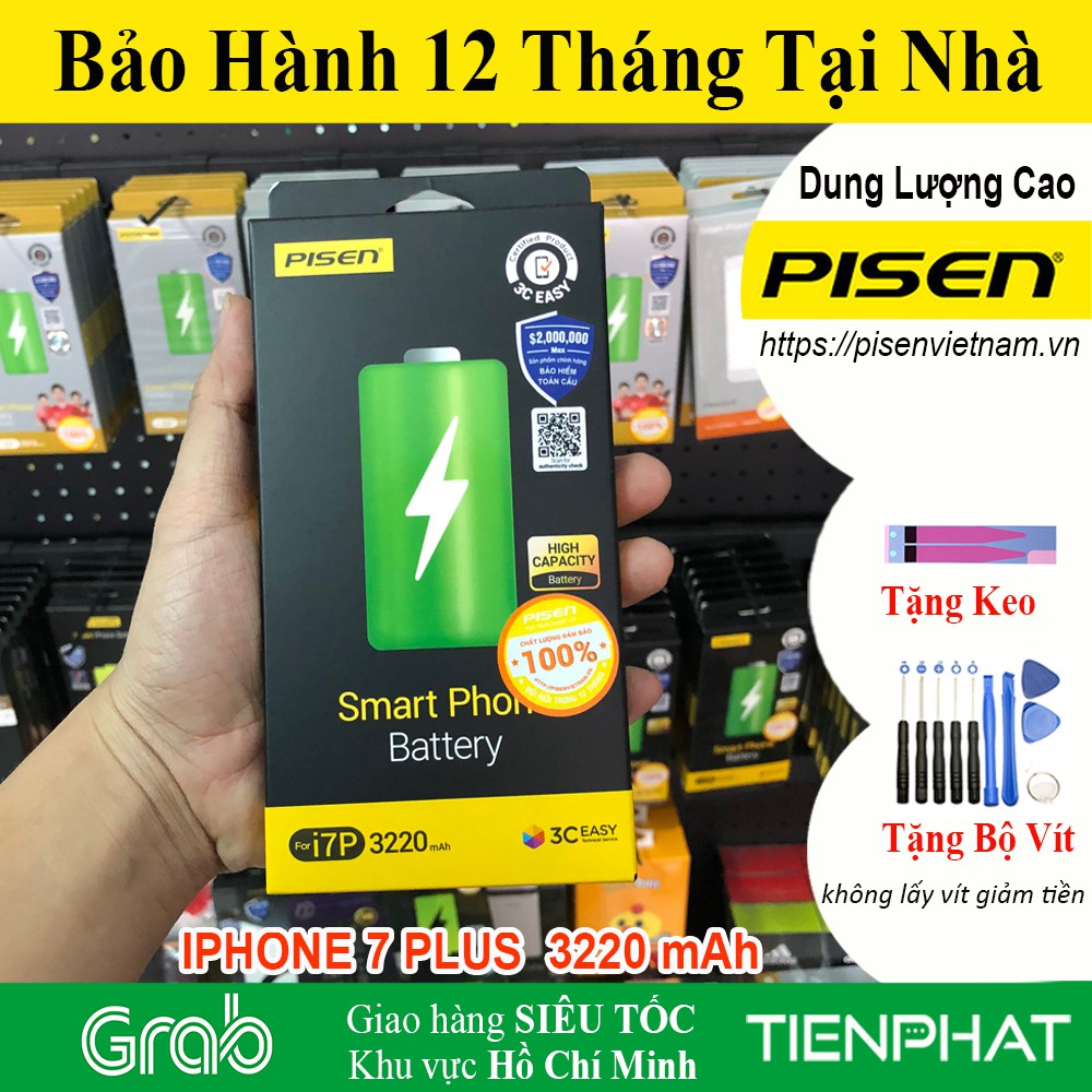 Pin iPhone 7 Plus - Dung Lượng Cao 3220 mAh - Chính hãng Pisen