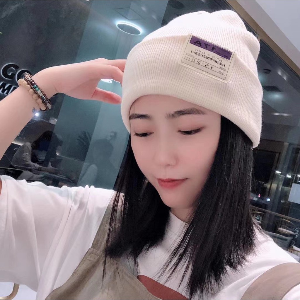 Mũ len dệt kim nhiều màu giữ ấm thời trang phong cách Hàn Quốc