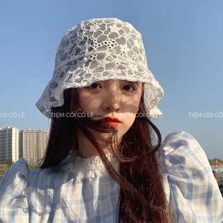 Nón mềm rũ ren hoa phong cách Hàn Quốc-Tiệm Cói Cô Lê