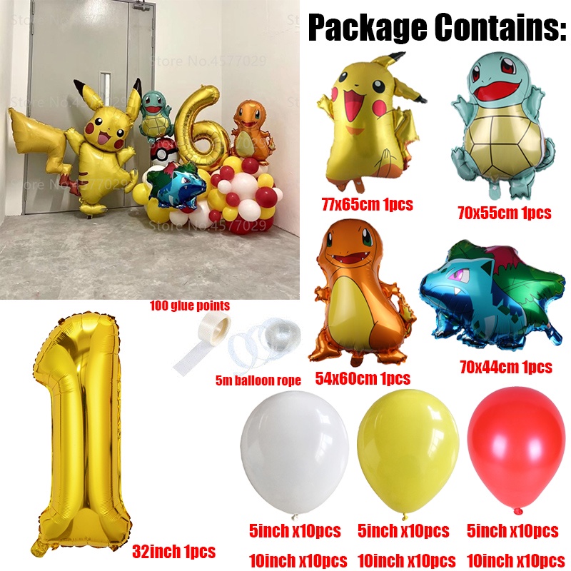 TAKARA TOMY Set 67 Bong Bóng Nhôm Hình Pokemon Trang Trí Tiệc Sinh Nhật Cho Bé
