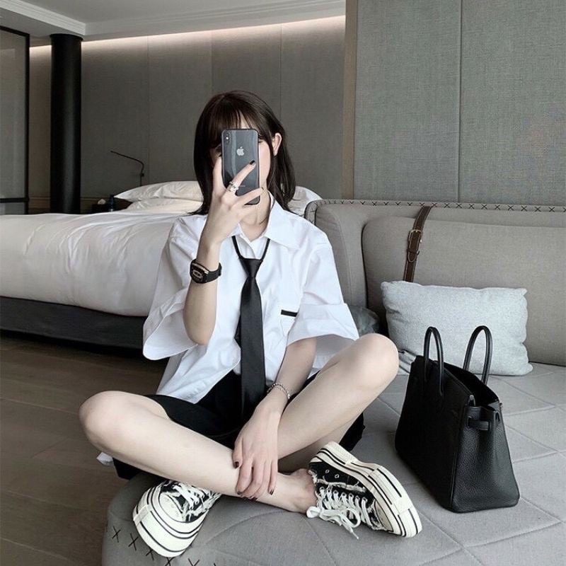 Sơ mi Back To School, sơ mi kèm cà vạt, cavat, học sinh