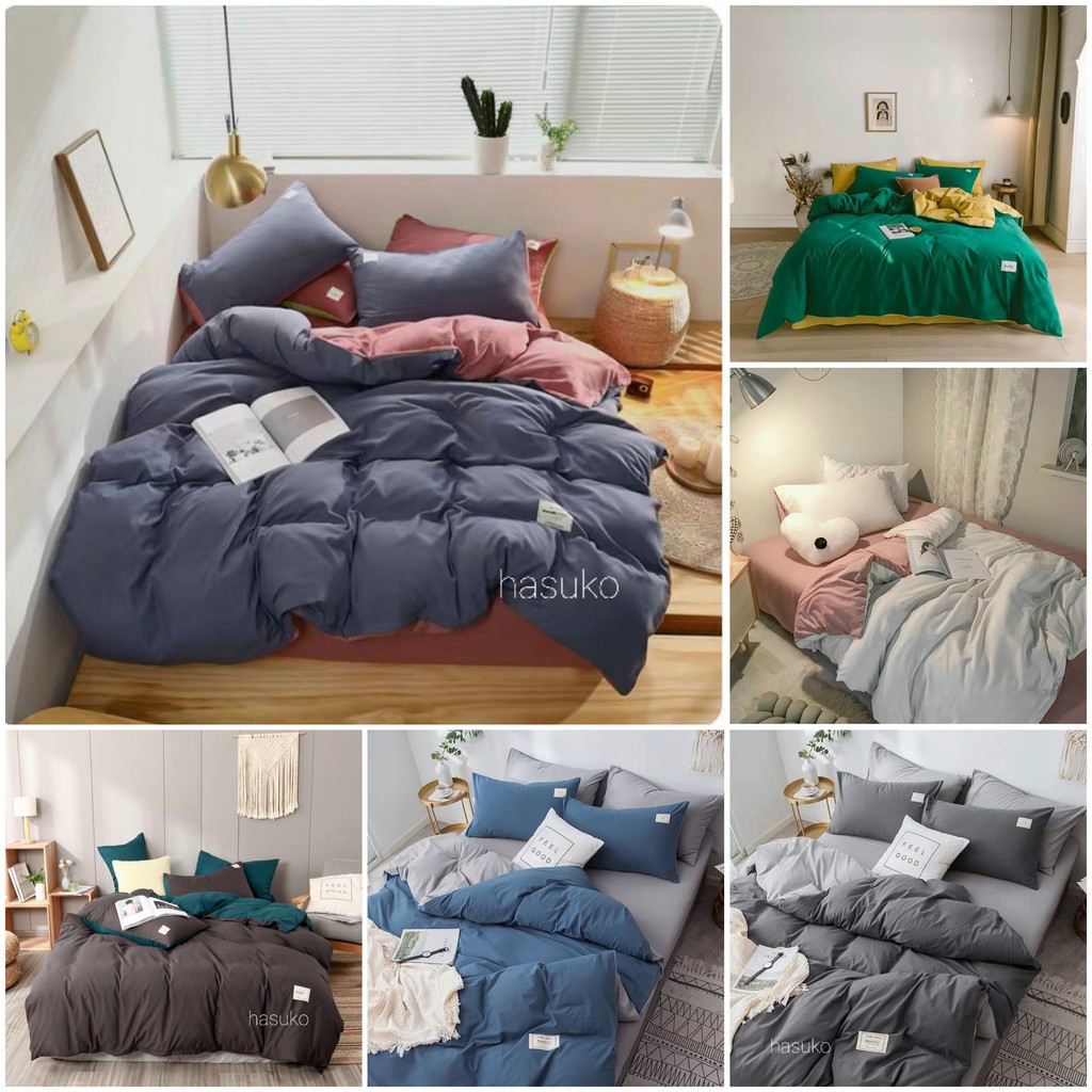 Bộ 4 món vỏ chăn ga và 2 vỏ gối cotton đũi tici  tím phối hồng đủ mẫu đủ kích thước 1m2.1m4.1m6.1m8.2m2