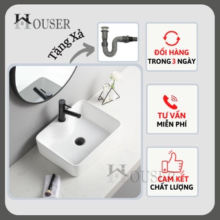 [Bộ Lavabo Đặt Bàn Vuông  Dễ Dàng Lắp Đặt ]