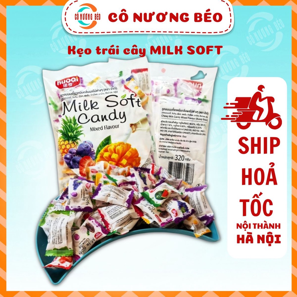 Kẹo dẻo trái cây Milk Soft Candy Thái Lan gói 320g Mix nhiều vị Đồ ăn Vặt Cô Nương Béo