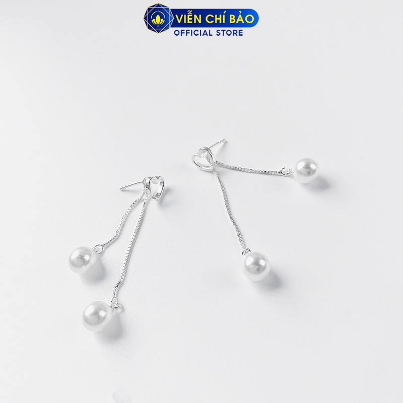 Bông tai trái tim hạt châu chất liệu bạc 925 thời trang phụ kiện trang sức nữ Viễn Chí Bảo B400322