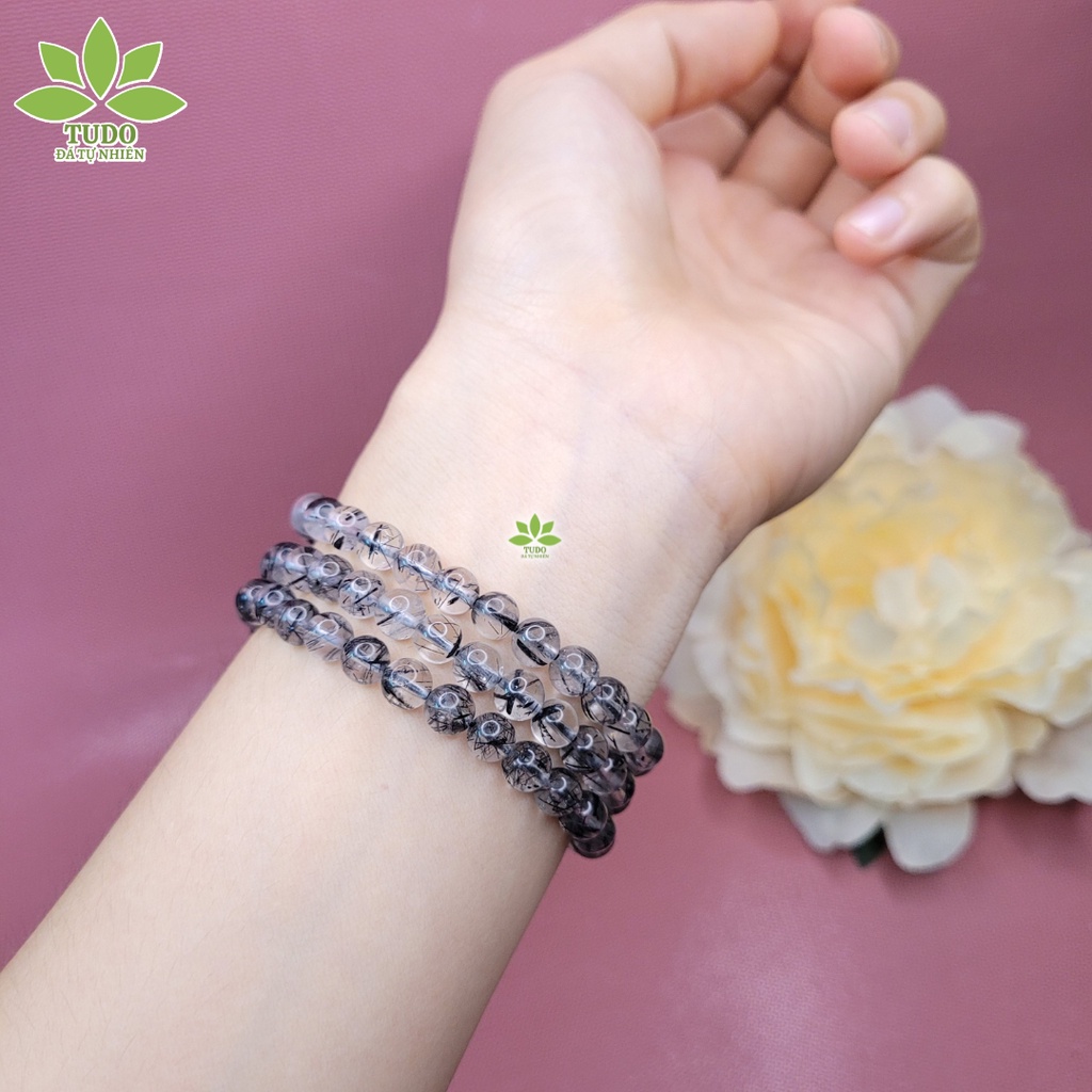 Chuỗi vòng hạt TA Tóc Đen ánh kim size nhí tròn trơn 5li, 6li, 7li cho mệnh Thủy Mộc TUDO A71K635
