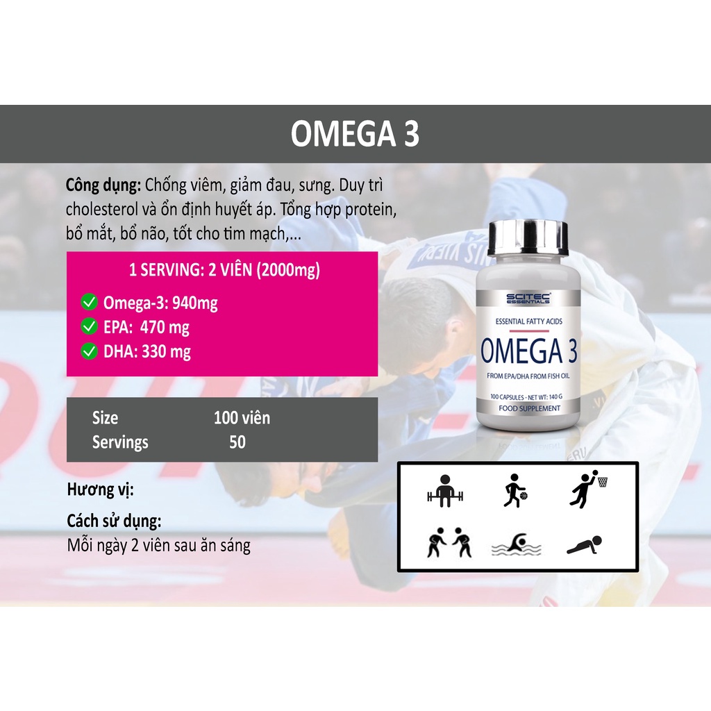 Scitec Fish Oil  - Dầu Cá Cao Cấp Cung Cấp Omega 3 - Nhập Khẩu Châu Âu