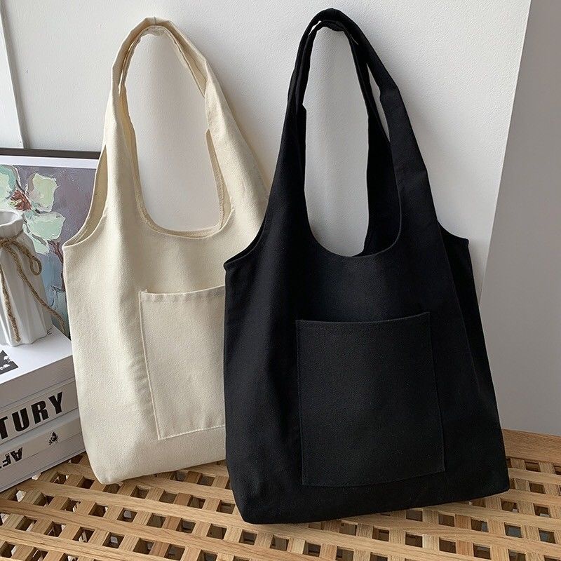 Túi Xách Canvas Cỡ Lớn Màu Trơn Đơn Giản Thời Trang Cho Nữ