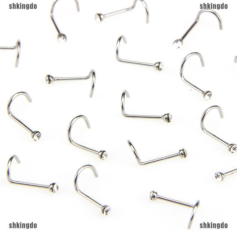 Bộ 20 cái khuyên mũi đính pha lê thời trang