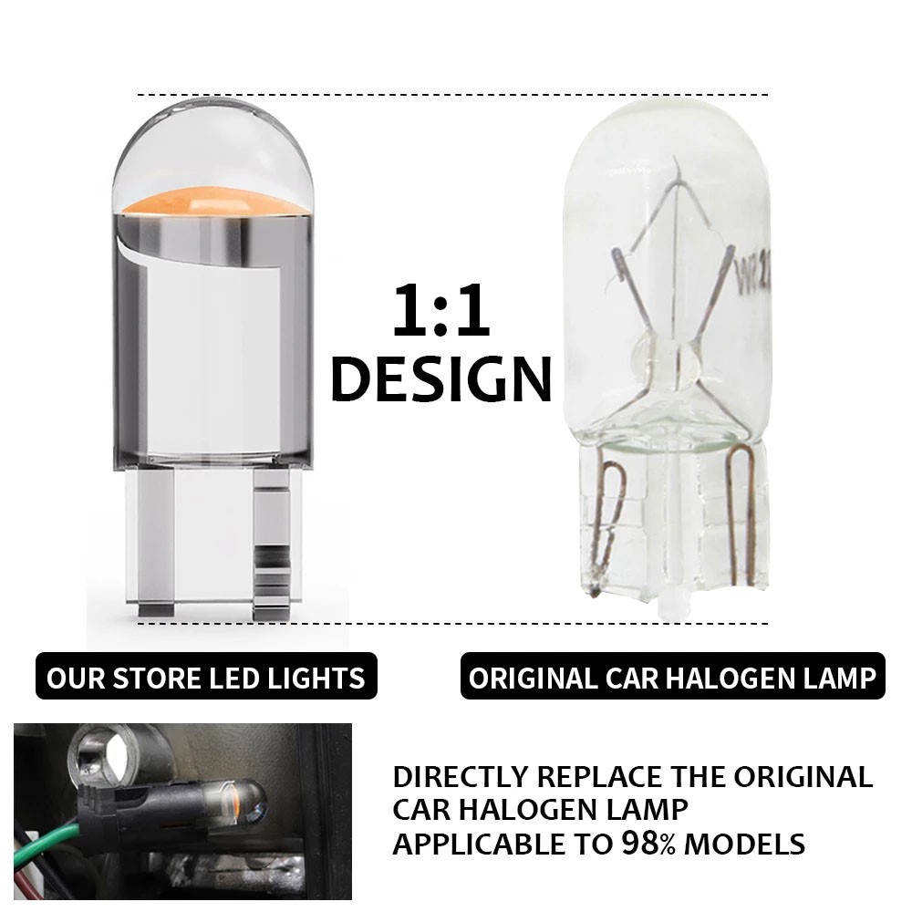 Đèn LED đế bằng acrylic T10 COB W5W 194 168