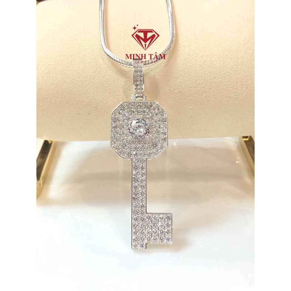 Mặt dây chuyền bạc nam chìa khóa nạm đá chất liệu bạc ta-Minh Tâm Jewelry