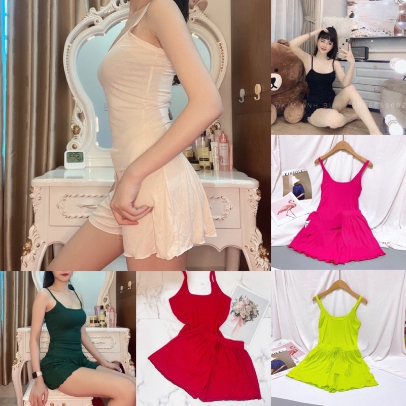 Bộ mặc nhà, set 2 dây thun tăm chất mát lạnh co giãn 4 chiều