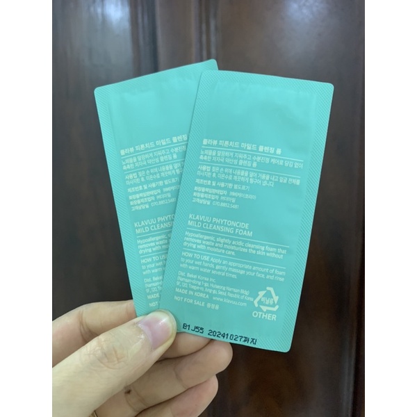 Sữa rửa mặt nhẹ nhàng KLAVUU Phytoncide Mild Cleansing Foam 3ml