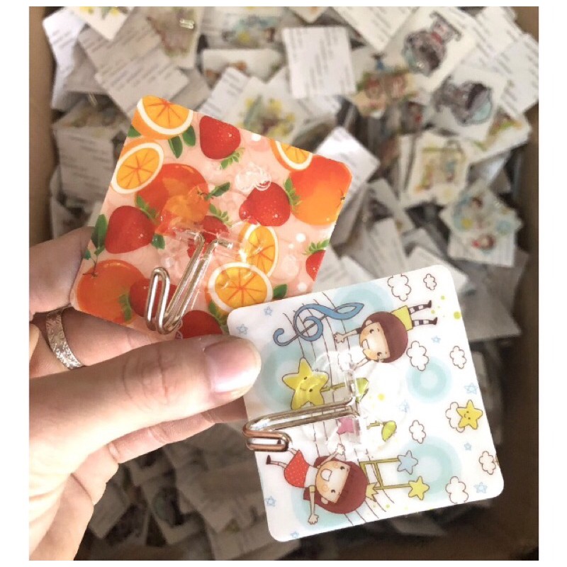 Set 10 móc dán tường 3D hoạ tiết siêu dính