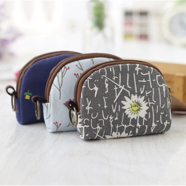 Ví Đựng Tiền Xu Chất Canvas Hoạ Tiết Hoạt Hình Dễ Thương