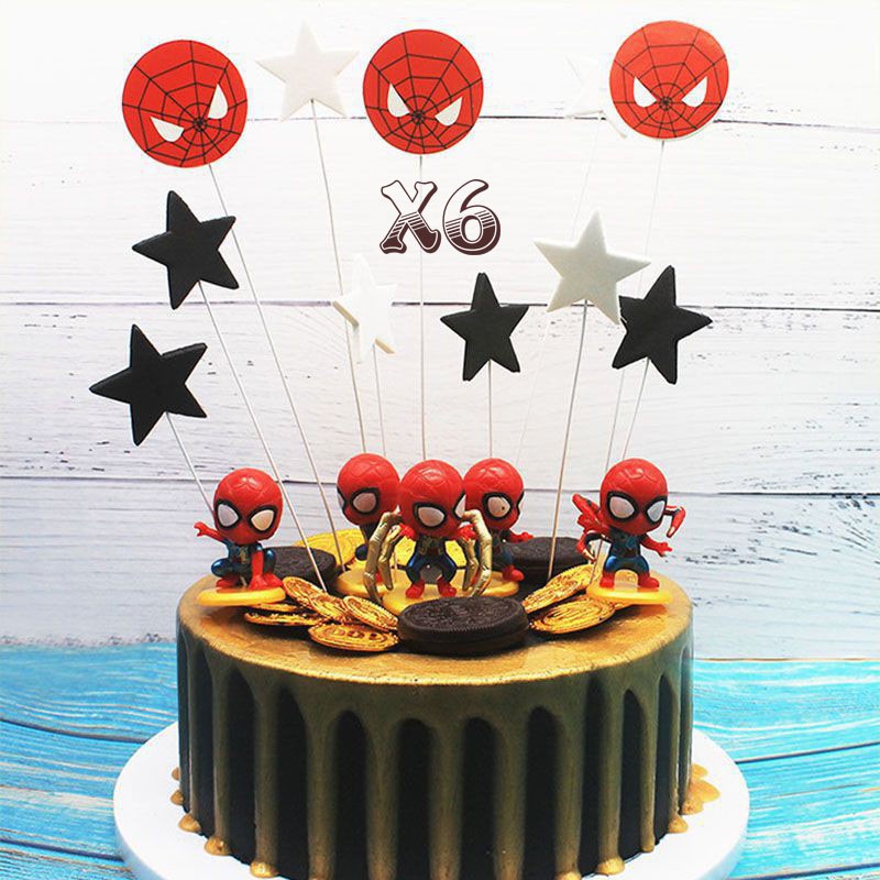 Người Nhện Spider Man Chibi nhựa nặng trang trí bánh kem, phụ kiện sinh nhật, đồ trang trí bánh kem sinh nhật