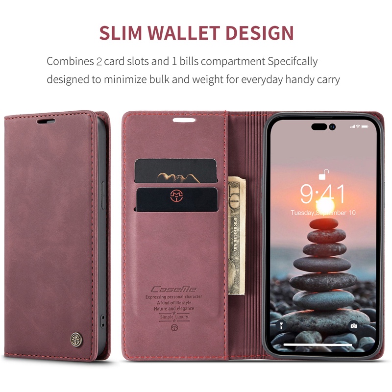 Bao Da Điện Thoại Nắp Lật Hít Nam Châm Mềm Kiêm Ví Đựng Thẻ Kiểu Doanh Nhân Cho iphone 15 14 13 12 mini plus Vỏ