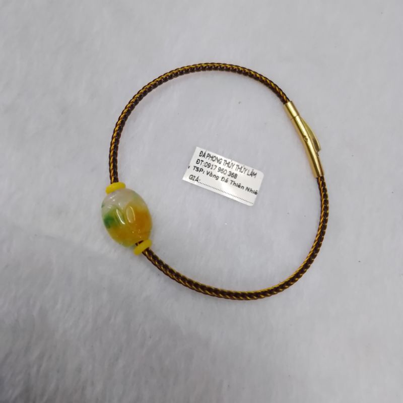 Vòng tay nam nữ lu thống đa xanh loang vàng chạm hoa văn đầu xuôi đuôi lọt may mắn tài lộc