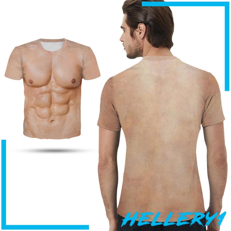[Hellery1] Áo Thun Nam Nữ Tay Ngắn In Hình Cơ Bắp 3D