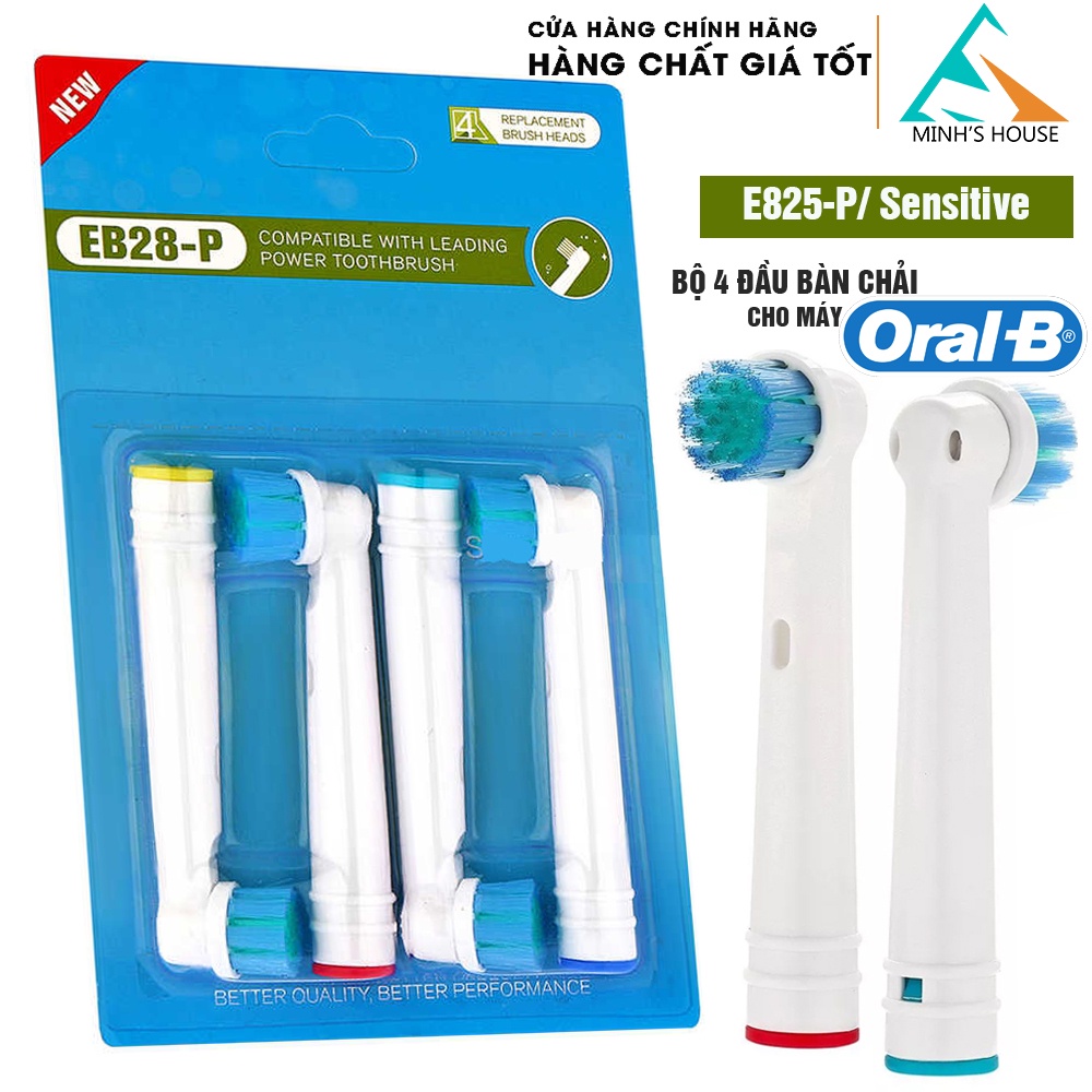 Oral-B Braun EB28-P New Sensitive, set (4 chiếc/vỉ) bộ 4 Đầu Bàn Chải đánh răng điện thay thế Minh House