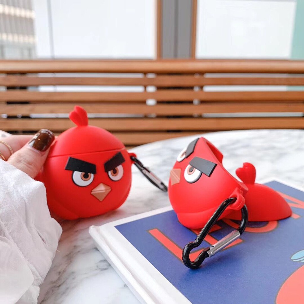 Angry birds cute cartoon airpods case soft silicone protective cover for airpods 1/2 wireless  bluetooth earphone