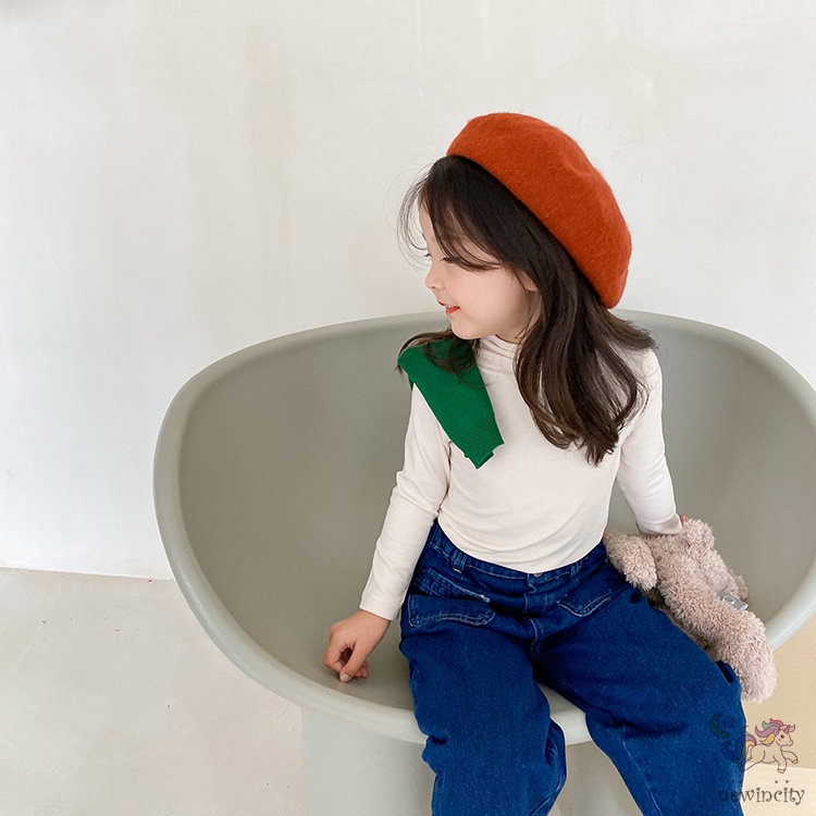 Áo thun trơn màu sắc đa dạng phong cách Hàn Quốc cho bé gái