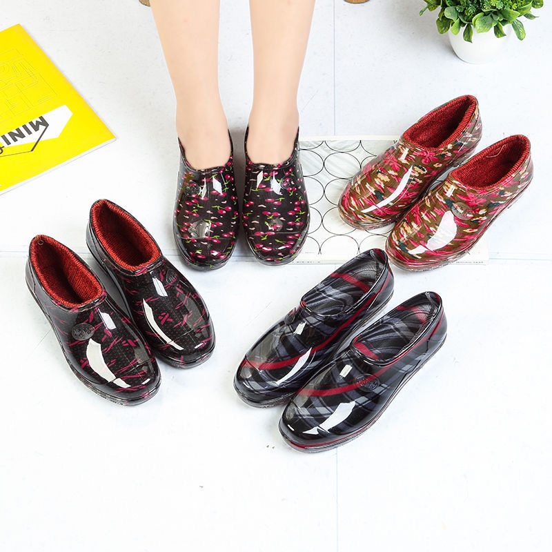 Giày ống ngắn giữ ấm chống thấm nước chống trượt thời trang xuân thu làm việc trong nhà bếp dành cho nữ