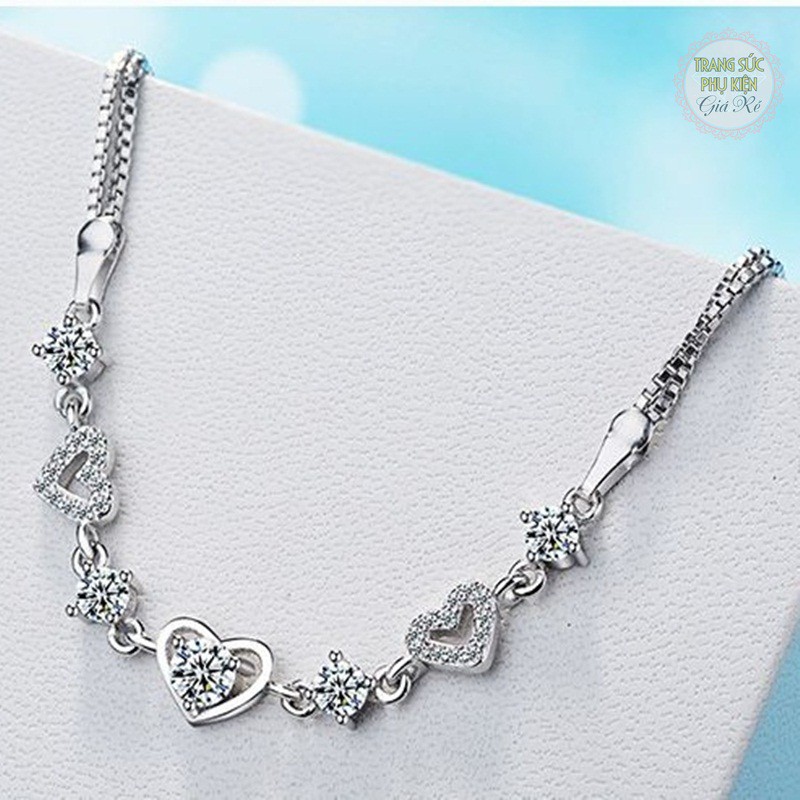 Vòng tay 3 trái tim LT51 nhỏ xinh, siêu dễ thương S925