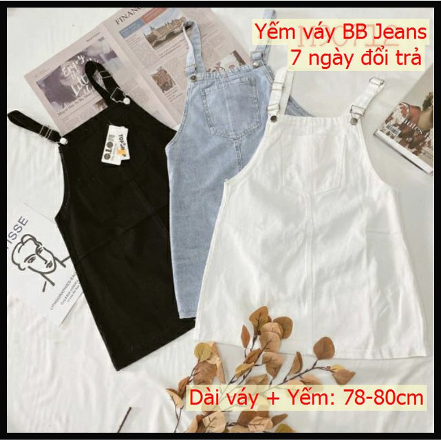  Váy yếm jeans túi ngực 3 màu (hình chụp thật) cao cấp giá rẻ Bb Jeans