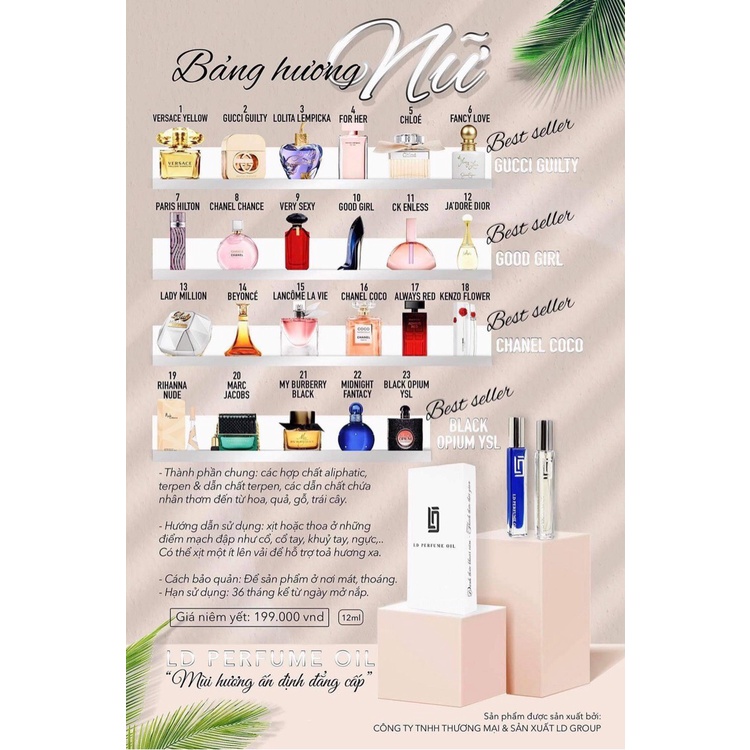 Nước Hoa Pháp  Paris Hilton Nữ - Dầu Thơm LD Perfume OIL Dạng Xịt Mùi Nữ Tính Trẻ Trung Thu Hút LD18