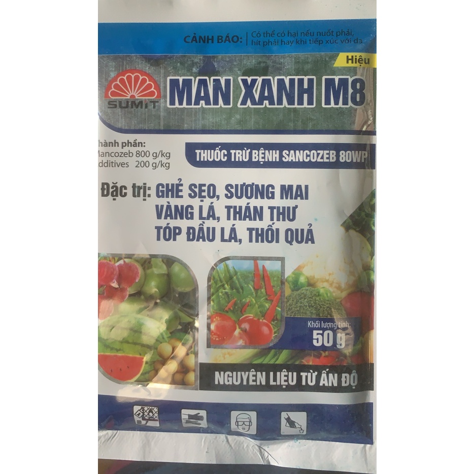 Sản phẩm Mancozeb 80 màu xanh M8 gói 50gr
