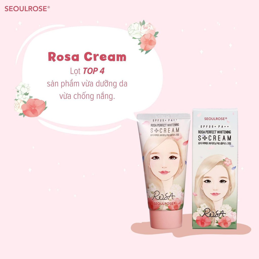 Kem Dưỡng Sáng Da Ban Ngày Chống Nắng SeoulRose SPF35 PA++ Rosa Perfect Whitening S+ Cream 50g