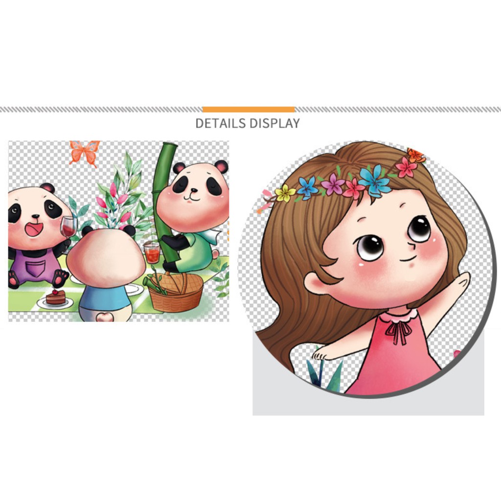 Decal dán tường Panda cùng bé gái đáng yêu