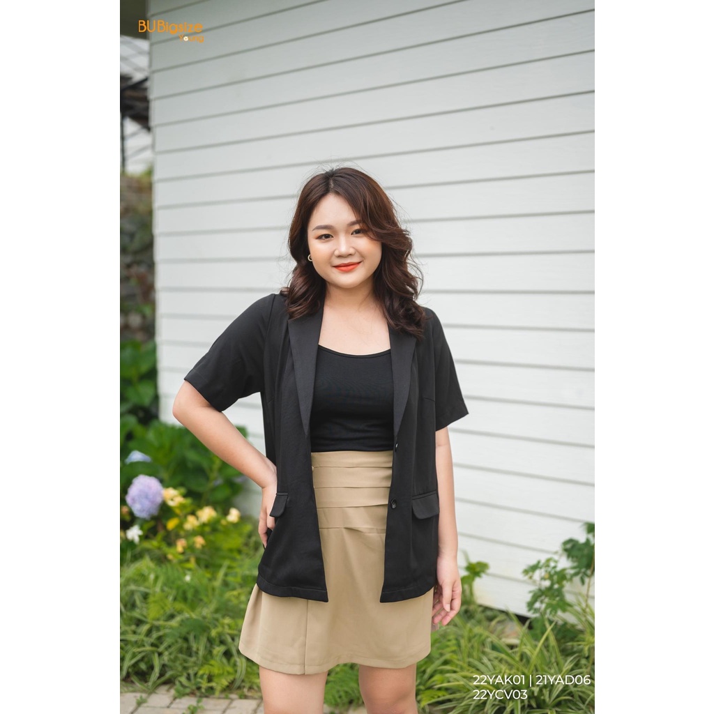 Áo blazer basic tay ngắn 1 hàng cúc BIGSIZE (55kg đến 95kg) - 22YAK01 - [BU Bigsize Young] | BigBuy360 - bigbuy360.vn