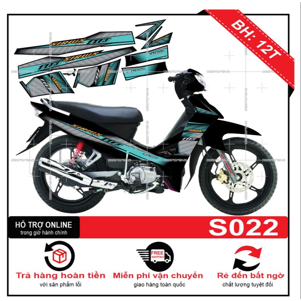 Tem rời sirius xanh đen S022 -- SHIN DECAL 2