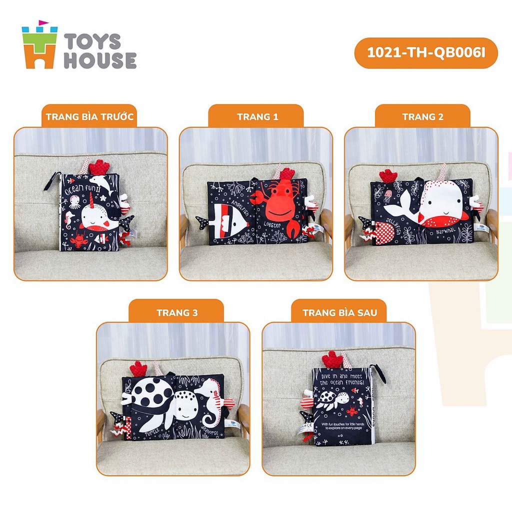 Sách vải 3D Toys House cho bé từ sơ sinh, đồ chơi sách vải kích thích thị giác - Monnie Kids