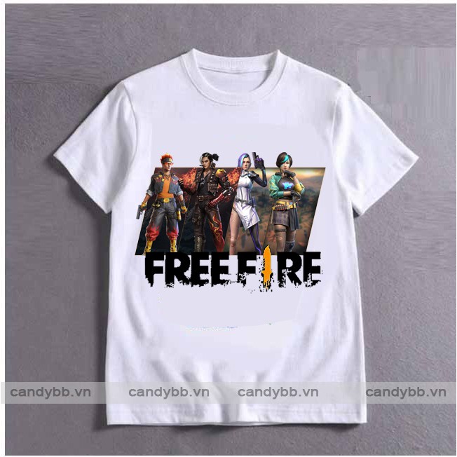 Áo thun cho bé in hình Free Fire Siêu Ngầu, Áo thun mềm mịn, thấm hút mồ hôi cho bé size đại từ 10 - 77kg